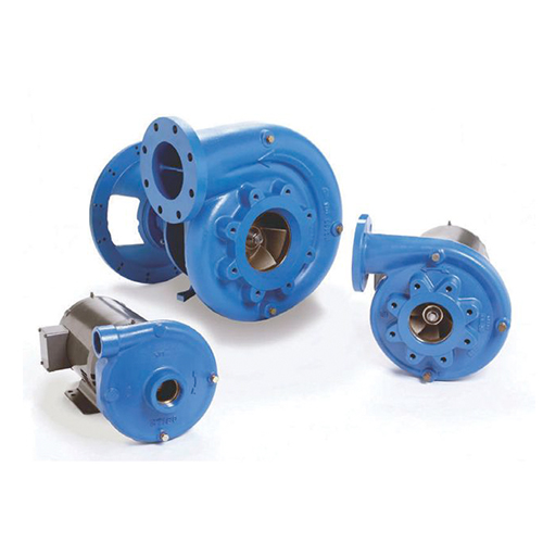 Blue, snail-like end suction centrifugal pump