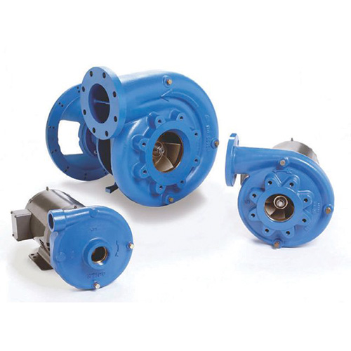 Blue, snail-like end suction centrifugal pump